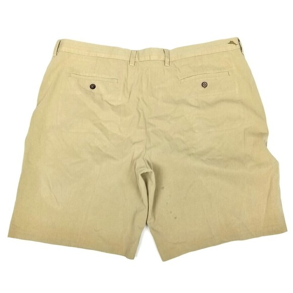 Tommy Bahama Silk Khaki Lightweight Pleated Preppy Chino Shorts Mens 42 Tan Golf - Picture 2 of 5